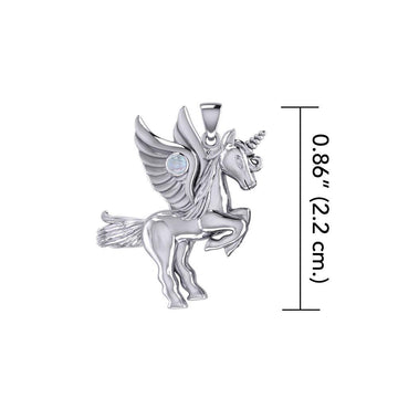 Mythical Unicorn Silver Pendant with Gemstone TPD5401 - Jewelry